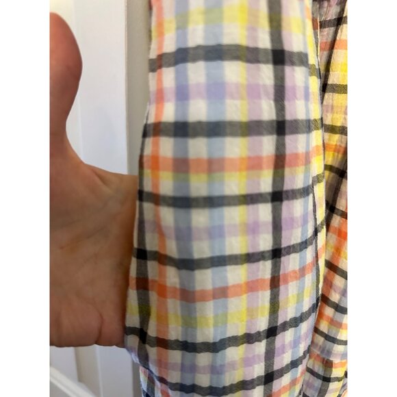 Loft Sleeveless Pastel Plaid Tiered Dress With Ruffle Neckline L - Picture 5 of 9